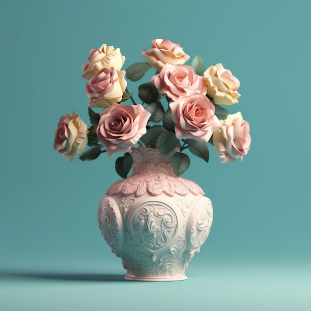 Rose artificiali fiori disposti in vasi di ceramica immagini AI arte generata