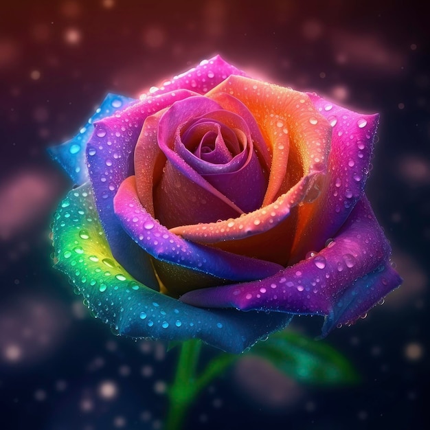 Rose colorate che fioriscono con la rugiada