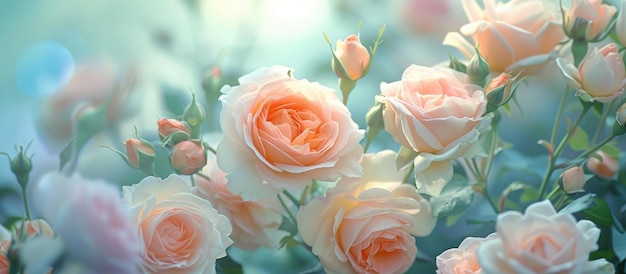Rose da giardino a tonalità pastello