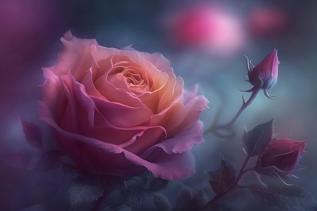 Rose di colore dolce in stile morbido per lo sfondo Rete neurale AI generata