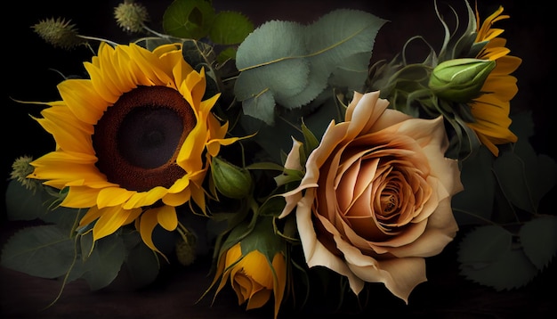 Rose e girasoli