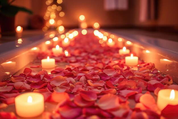 Rose Petals Pathway Sfondio romantico IA generativa