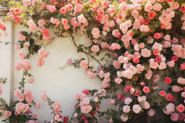 Rose rampicanti sul muro della casa