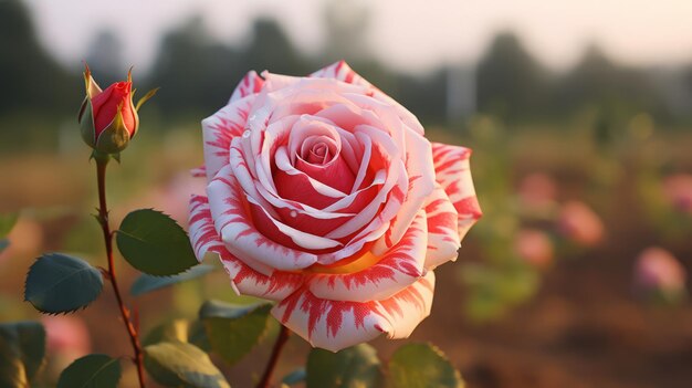 Rose rosa in fiore in giardino da vicino