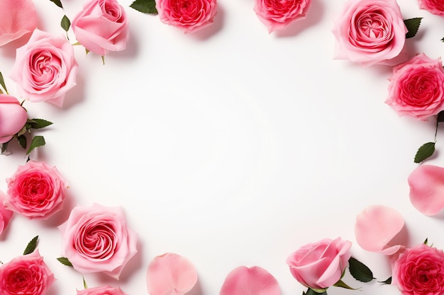 rose rosa su sfondo bianco con cornice per il testo "le rose"