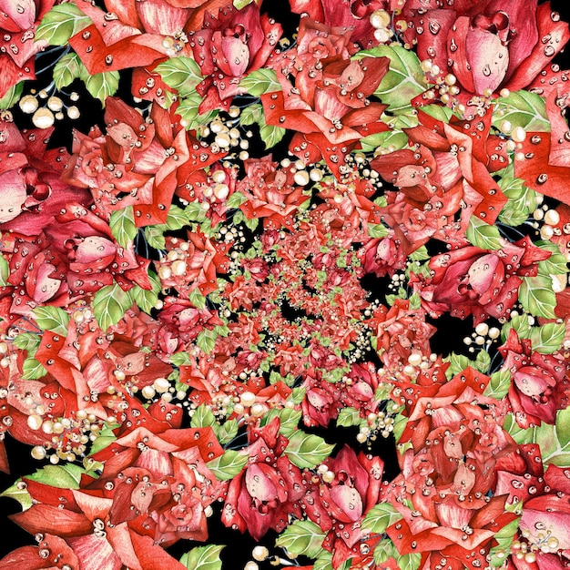rose rosse brillanti dopo la pioggia acquerello set di illustrazioni adatte per inviti a cartoline