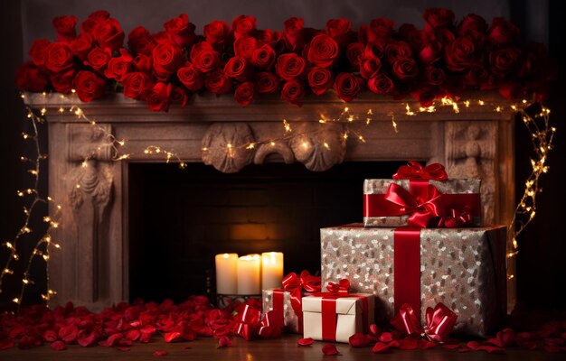 rose rosse e scatola regalo
