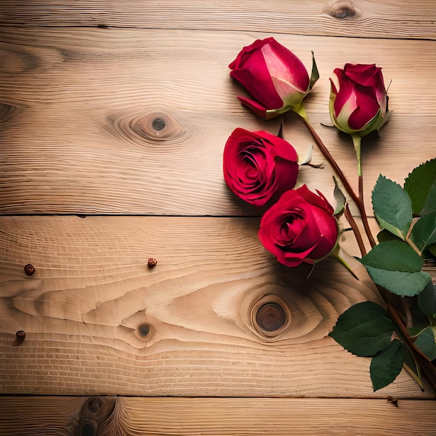 Rose su un tavolo di legno rose rosse sul tavolo di legno