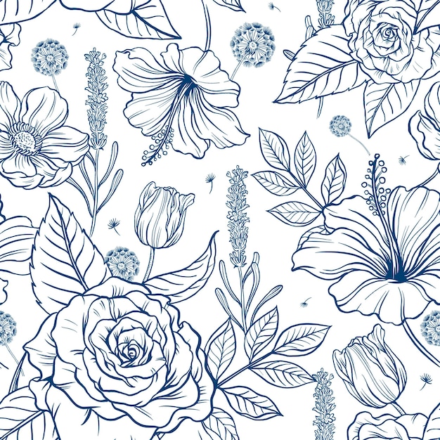 Rose vintage png sfondo trasparente modello blu illustrazione botanica