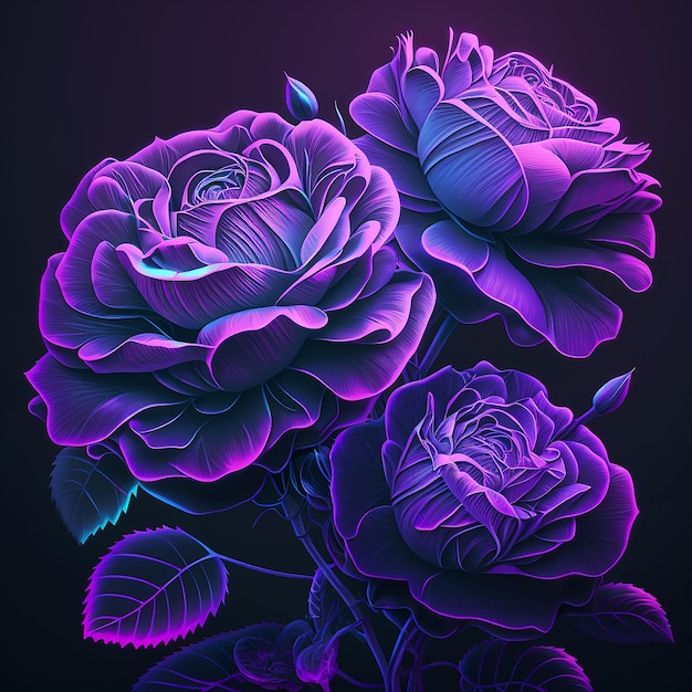 rose viola arte al neon