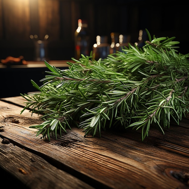 rosemary_sprigs_laying_on_a_rustic_wooden_table_cottage