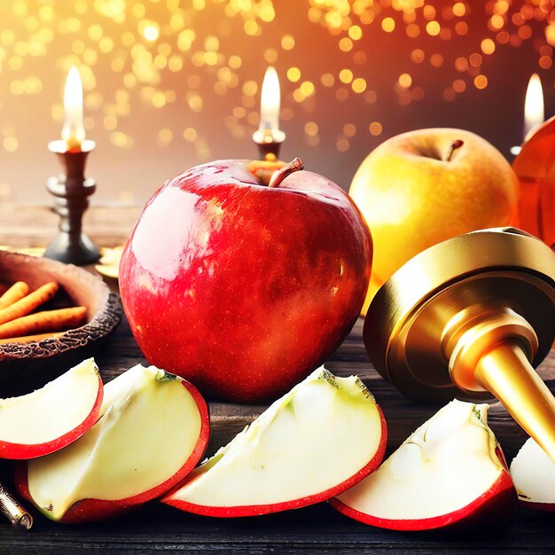 Rosh hashanah Capodanno ebraico concetto di vacanza Simboli tradizionali