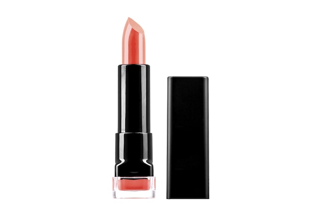 Rossetto rosa isolato su sfondo bianco compongono primo piano di un rossetto su sfondo bianco con tracciato di ritaglio bellezza