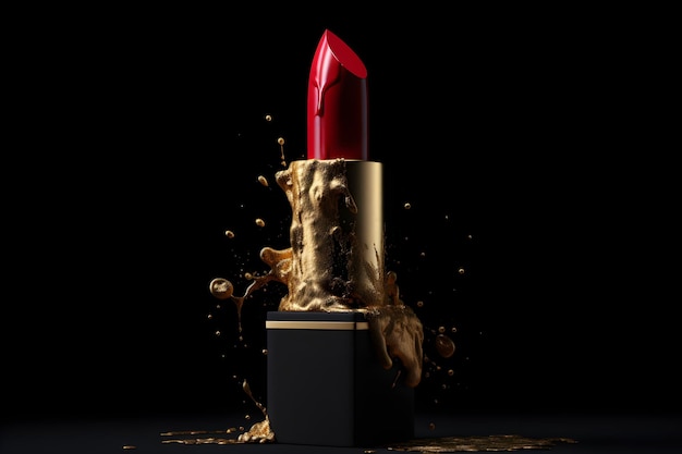 Rossetto rosso con una spruzzata di oro.