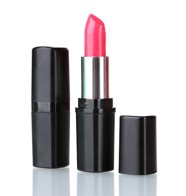 Rossetto rosso isolato su sfondo bianco