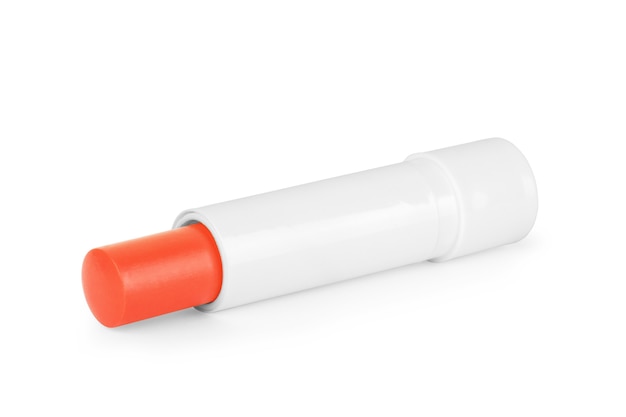 Rossetto rosso isolato su sfondo bianco
