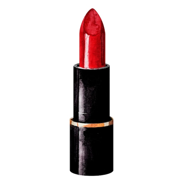 Rossetto rosso su sfondo bianco Acquerello isolato per tessuti