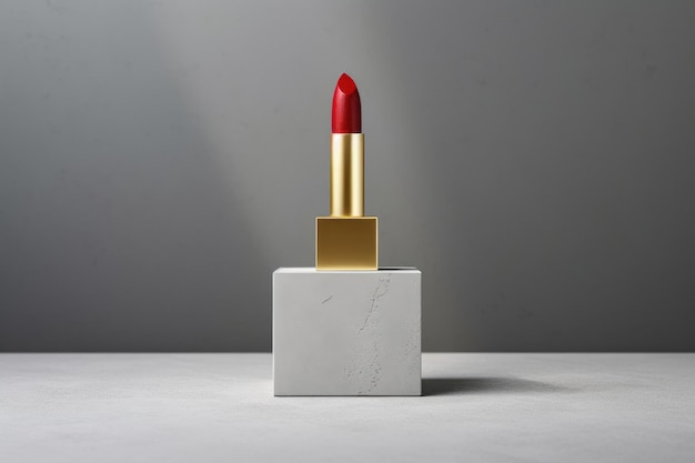 Rossetto rosso su un podio