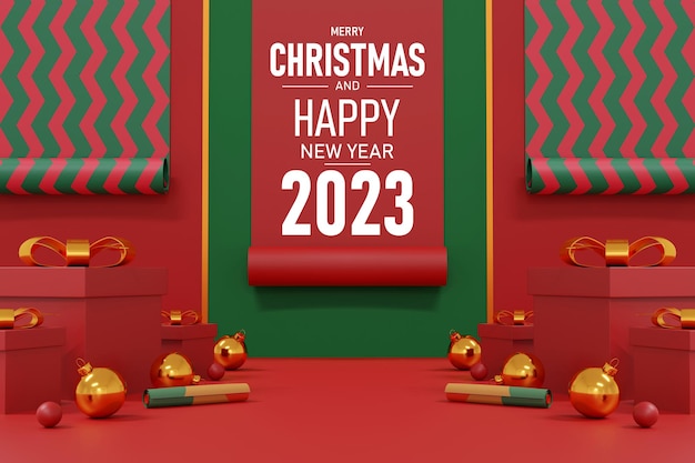 Rosso Buon Natale e Felice Anno Nuovo 2023