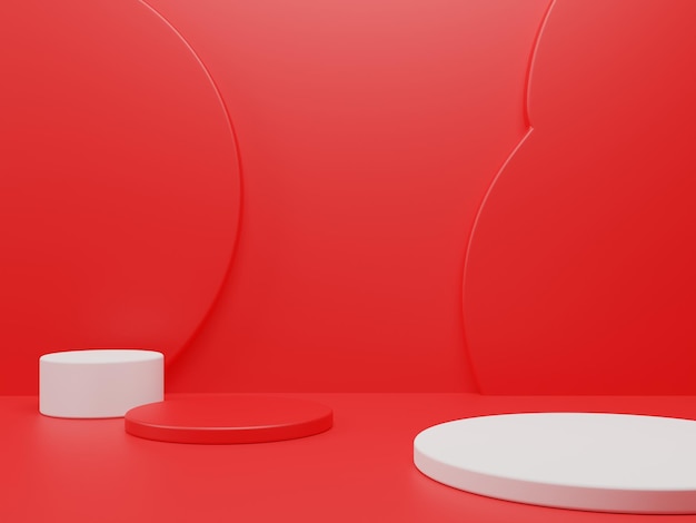 Rosso e bianco Podio design premium 3D
