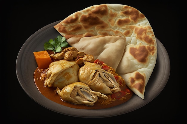 roti canai e pollo al curry Roti Canai e pollo al curry sono un ottimo pasto da condividere