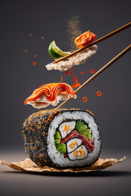 rotoli di sushi rendering 3 d