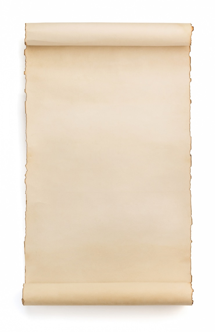 Rotolo di pergamena isolato su bianco