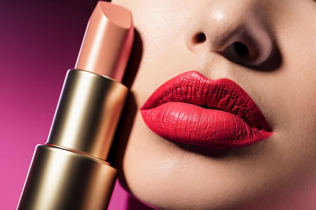 Rottame rosso 3D rendering close-up pubblicità pubblicità foto women039s cosmetica rossetto