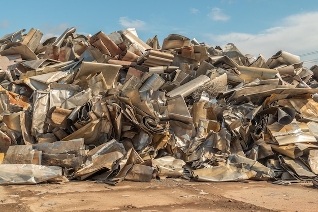 Rottami di alluminio per il riciclaggio Industria di trasformazione un mucchio di vecchi rottami metallici pronti per il riciclaggio S