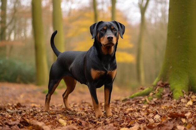 Rottweiler con un atteggiamento audace e sicuro