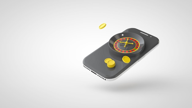 Roulette del casinò in uno smartphone con schermo Applicazione per il rendering 3d di giochi e scommesse