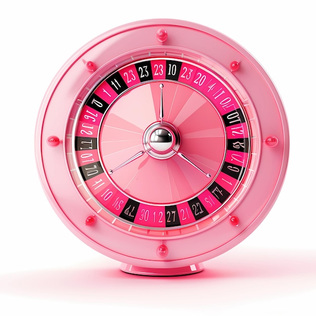roulette del casinò rosa su sfondo bianco 3D