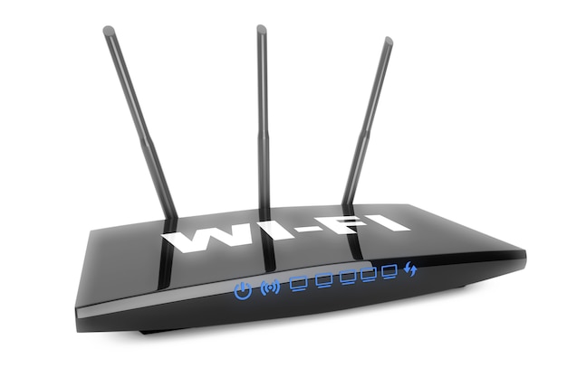 Router WiFi moderno 3D su sfondo bianco