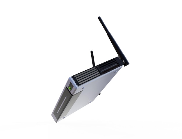 Router wireless isolato su sfondo bianco rendering 3d