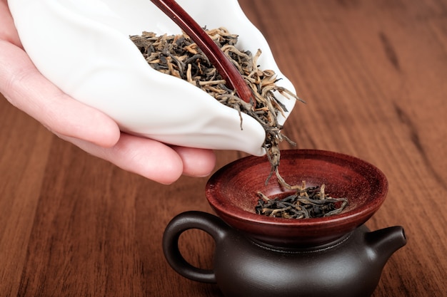 Rovesciare il tè nella teiera