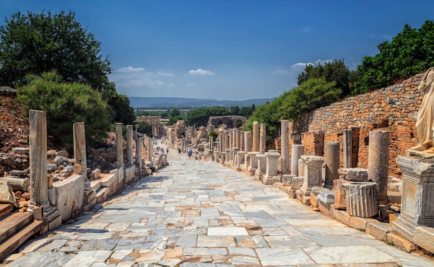 Rovine antiche a Efeso in Turchia - sfondo di archeologia