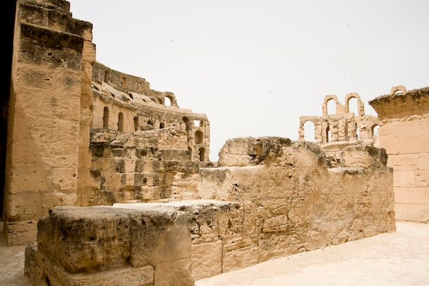 Rovine del più grande Colosseo romano del Nord Africa. El Jem, Tunisia