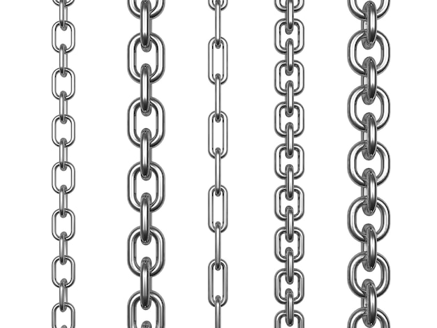 Rows of chains of silver or metal