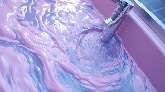 Rubinetto del bagno con liquido rosa