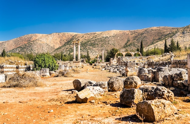 Ruine della cittadella omayyada di Anjar, patrimonio mondiale dell'UNESCO in Libano