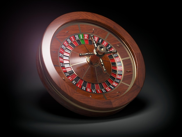 Ruota della roulette del casinò su sfondo nero