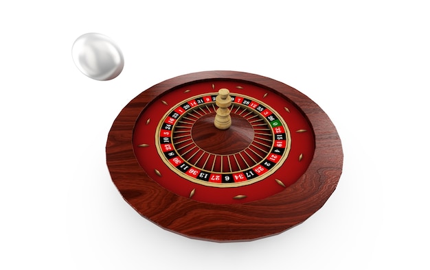 Ruota della roulette. immagine di rendering 3D. Sfondo bianco isolato.