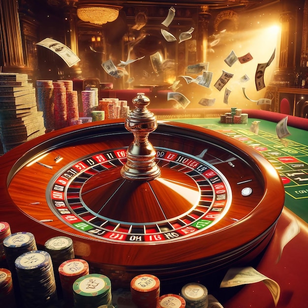 Ruota di rotaia di lusso Roulette di casinò denaro volante