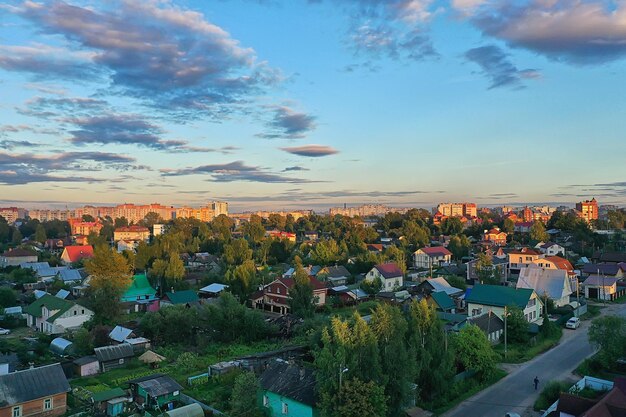 russia piccole case e giardini giardinaggio drone vista dacia