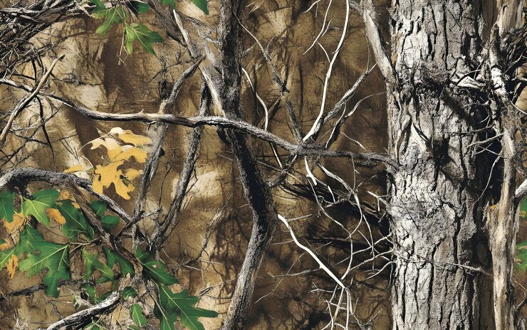 Rustic Forest Camouflage with Layered Branch and Foliage Elements