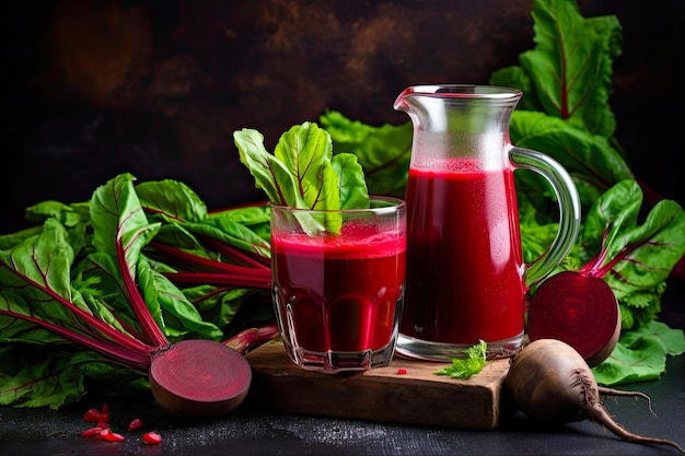 Rustic Organic Beetroot Juice in studio Shot Glasses di bevande vegetali liquide per cibo e bevande