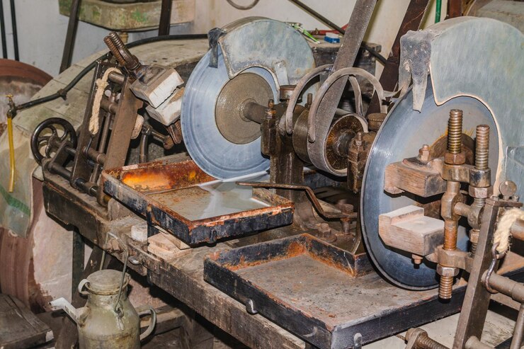 Photo rusty machinery in factory