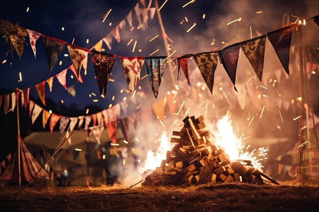 S di festa junina con decorazione e falò