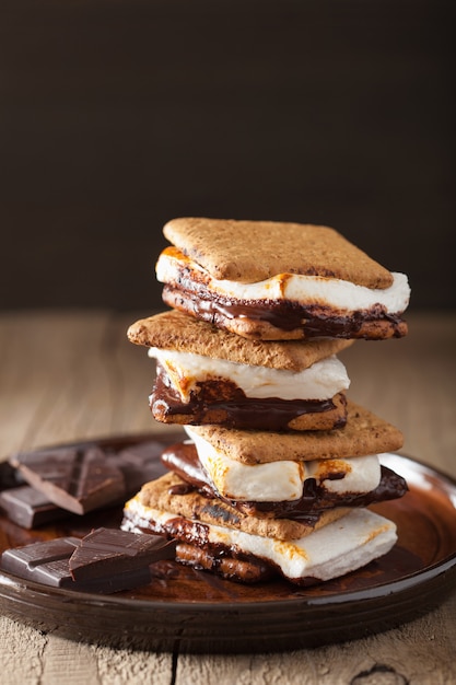 S'mores marshmallow fatti in casa con cioccolato sui cracker