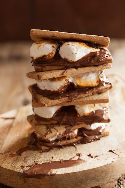 S'mores marshmallow fatti in casa con cioccolato sui cracker